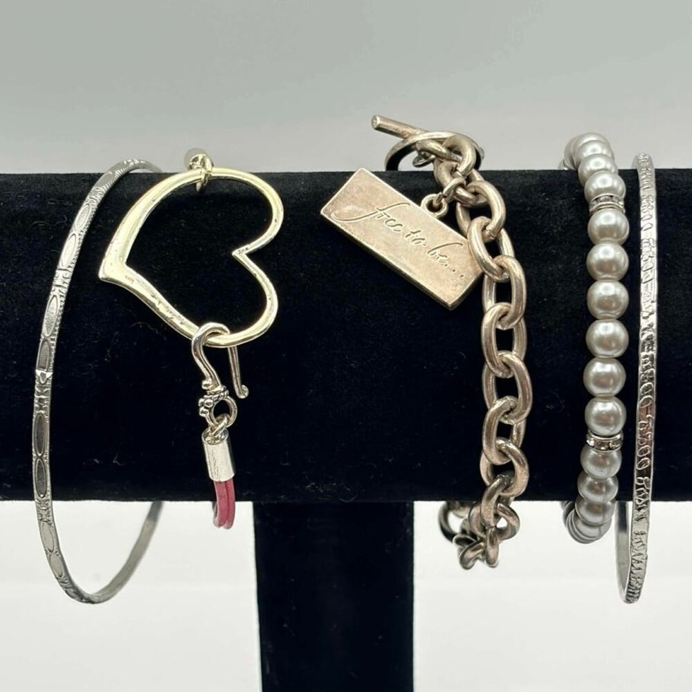 Pink & Silver Heart Bracelet Bundle